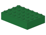 Lego Brick 4 x 6 x 1 (2356) green