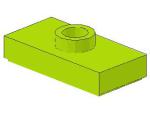 Lego Plate, modified 1 x 2 (3794b) lime